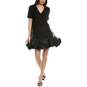 Badgley Mischka womens Flounce Hem Shift Dress, 0, Black